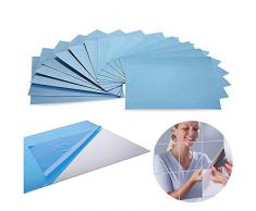 Amacoam Spiegelfliesen Selbstklebend 20 Stück Klebespiegel Wandaufkleber Spiegel Wandspiegel DIY Spiegelblätter mit Blau Selbstklebend für Küche Badezimmer Umkleidekabine Dekorative 15x15 cm