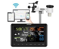 Sainlogic Profi WLAN Funk Wetterstation mit Außensensor, Regenmesser, Wettervorhersage,Windmesser, Farbdisplay, Wunderground