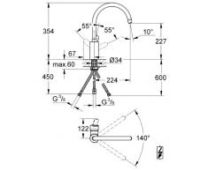 GROHE Eurostyle C Einhand-Spültischbatterie mit hohem Auslauf, Niederdruck für offene Warmwasserbereiter 31127002