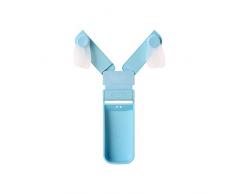 Queta Tischventilator Handventilator Mini Ventilator Dualhead Taschenventilator USB batteriebetrieben und wiederaufladbar Fan Home Office Reisen Camping blau