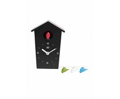 KOOKOO Birdhouse Mini Schwarz, kleine Moderne Kuckucksuhr, Design Wanduhr mit 12 Vogelstimmen oder Kuckuck, Aufnahmen aus der Natur von Jean-Claude Roché