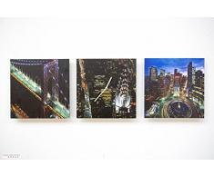 Tinas Collection 3tlg Wanduhren Set, Uhr + Zwei Bilder mit dem Motiv -New York-