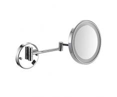 HUYYA Kosmetikspiegel mit licht wandmontage, Kompaktspiegel Runder Make-Up Spiegel Faltbar Schminkspiegel für Badezimmer, Spa und Hotel Festverdrahtete Verbindung 8 Zoll,Silver_5X