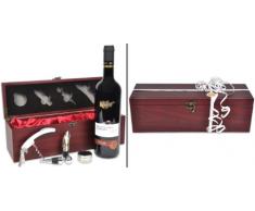 Geschenk für Paare Rendezvous mit italienischem Rotwein plus Weinzubehör in edler Holzbox