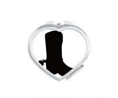 DIYthinker Männer schwarzer Lederschuh Silhouette Herz Compact Make-up Spiegel Beweglicher Nette Handtaschenspiegel Geschenk Mehrfarbig