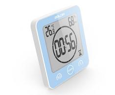 VORRINC Digitale Baduhr, Badezimmer Uhr mit Saugnapf LCD Display, Shower Clock Dusche Uhr Wasserdicht, Berührungssteuerung ℃ / ℉ Temperatur Luftfeuchtigkeit, Countdown Timer, Timer Küche (Blue)
