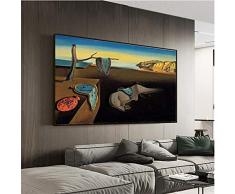 hetingyue Maler surrealistische Erinnerung Uhr hartnäckigen Kunstdruck rahmenlose Malerei 45x60cm