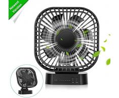 COMLIFE Ventilator mit magnetischem Unterlage 4000mAh wiederaufladbar Tischventilator, 3 Stufen mit Timer, angetrieben USB & Akku, perfekter persönlicher Fan (enthält deutsche Bedienungsanleitung)