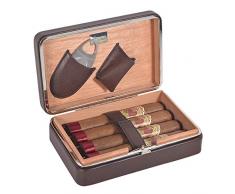 Volenx Reise Humidor, innen mit Zedernholz inkl. Zigarrenschneider für Reise und Transport - Hält bis zu 4 Zigarren