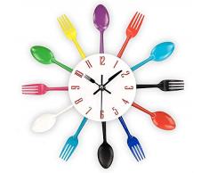 Jbwlkj Küchenwanduhr 3D Abnehmbare Moderne Besteck Löffel Gabel Wanduhr Spiegel Wandtattoo Wandaufkleber Zimmer Home Decoration