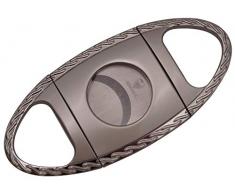 GERMANUS Zigarrenschneider aus Edelstahl Barock mit Verzierung, Titan Grau