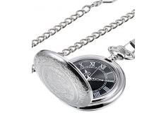 Hicarer Herren Analog Quarz Taschenuhr (Silber)