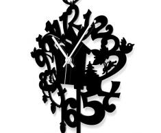 Wandkings Wanduhr Kuckucksuhr verspielt aus Acrylglas, in 11 Farben erhältlich (Farbe: Uhr = Schwarz glänzend; Zeiger = Weiß)