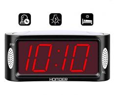 Homder Wecker Digitaler Wecker mit Nachtlicht 4.9” LED Display Digitaluhr Tischuhr Snooze-Funktion/Full-Range-Helligkeit Dimmer
