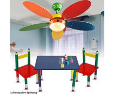 etc-shop Kinder Möbel Set Decken Ventilator farbenfroh Spiel Zimmer Leuchte Tisch Gruppe Massiv Holz Bleistift Kindermöbel