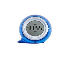 FACKELMANN 63601 wasserbetriebene Uhr Tecno, Tischuhr mit Weckfunktion, umweltfreundliche Digitaluhr (Farbe: Blau), Menge: 1 Stück, Kunststoff
