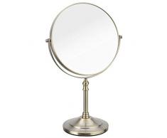 ZHMIRROR Vergrösserungsspiegel, Freistehender Runder Make-Up Spiegel, Zweiseitig Vanity Kosmetikspiegel (3X Vergrößerung), 360° Schwenkbarer, Spiegel Für EuropäIsche Retro-Schönheit,Bronze