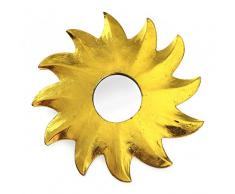 TEMPELWELT Feng Shui Spiegel Dekospiegel Sonne Ø 20 cm aus Holz Gold bemalt, Wanddeko Wandsymbol Symbol Solarplexus Chakra, Chi Energie lenken, Energiespiegel