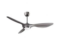 H&Fun 52-Zoll-Deckenventilator mit LED-Beleuchtungssatz Fernbedienung Moderne Flügel Geräuschloser Umkehrmotor, 6-Gang, 3-Farb-Temperaturschalter (Silber)