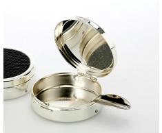 Taschen- Aschenbecher - Klappascher - mit Zigarettenablage, versilbert und anlaufgeschützt