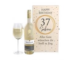 Herz & Heim® Maybach Wein-Geschenkset mit graviertem Weinglas und Weißwein zur Auswahl ein edles Geburtstagsgeschenk Grauer Burgunder