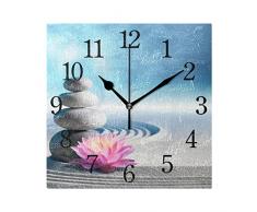 WowPrint Quadratische Wanduhr, Spa, japanischer Zen-Stein, Acryl, Nicht tickend, dekorative Kunst, Malerei für Büro, Klassenzimmer, Schlafzimmer, Wohnzimmer, Badezimmer, Küche Dekor