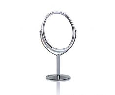 Battnot Kosmetikspiegel Vergrößerung, Schminkspiegel stehend, Make Up Spiegel rund, 180° Schwenkbar, Kosmetikspiegel Doppelseitiger Normal und Vergrößerungsspiegel (Spiegelhöhe: 16,5 cm, Silber)