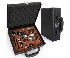 YOBANSA PU Leder Box Wein Zubehör Geschenkset, Kaninchen Weinöffner Set, Wein Korkenzieher Set, Weinöffner, Wein Stopper (bronze)