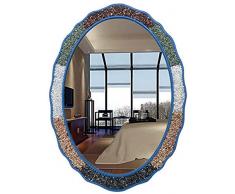 Schminkspiegel, tragbarer Schminkspiegel Naturfarbener Stein Wandspiegel im Badezimmer Ovaler Badezimmerspiegel Dekorativer Spiegel Kosmetikspiegel Einfach Make-up, Rasur und Gesichtspflege