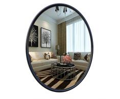 Hfyu Kompaktspiegel Schäbiger Schicker Antiker Spiegel, Ovaler Wandspiegel für Badezimmer Montage Winkelspiegel Spiegel Waschen Spiegel Schminktisch Schminkspiegel (Color : Black)