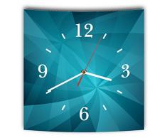 LAUTLOSE Designer Wanduhr mit Spruch Blau Abstrakt modern grau weiß modern Dekoschild Abstrakt Bild 29,5 x 28cm