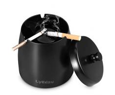 Lyihlou Aschenbecher Edelstahl mit Deckel, Winddichter Tischaschenbecher für Zigaretten, Moderne Tischplatte Aschenbecher tragbar mit rutschfestem Basis für Draußen und Innen 10 * 10 * 8cm