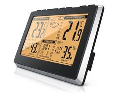 CSL - Funk Wetterstation mit Außensensor - 7,5 Display - Funkuhr DCF-Signal - Datumsanzeige - Alarm-Funktion - Innen- und Außentemperatur - Temperaturanzeige - Temperaturalarm UVM