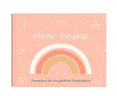 SONNTAGSKINDER Meine Freunde, Freundebuch für eine glückliche Grundschulzeit | Freundschaftsbuch für Kinder der Grundschule | Kreatives Schulfreundebuch zum Ausfüllen für Mädchen und Jungen, rosa