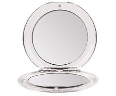 Klappbarer Runder Doppel Taschen-Spiegel Kosmetex Ø 8.5 cm mit 3-fach Vergrößerung, Acryl, Kunststoff