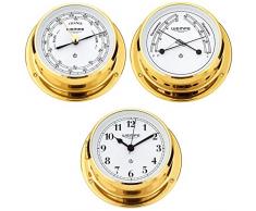 Wempe Serie Skiff Messing Ø 110mm - Yachtuhr mit arabischen Ziffern, Barometer und Comfortmeter
