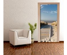 wandmotiv24 Türtapete Nordseestrand TT303 90x200cm Tapete Düne Himmel Sand