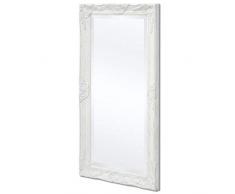 mewmewcat Wandspiegel im Barock-Stil Wand Spiegel Barockspiegel Flurspiegel Holzrahmen Spiegel Weiß 100 x 50 cm