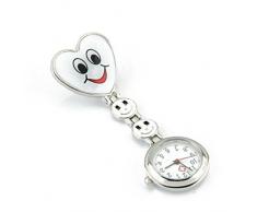 Schwesternuhr Pulsuhr Ansteckuhr Krankenschwesteruhr Quarz weiß neu