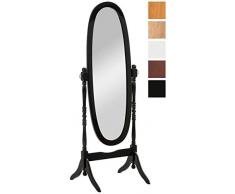 CLP Holz-Standspiegel Cora I Ovaler freistehender Spiegel im Landhausstil I Neigbarer Ganzkörperspiegel mit Holzgestell I Größe 150 x 60 cm Schwarz
