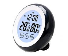 iTimo Digitales LCD-Thermometer Hygrometer Uhr mit Hintergrundbeleuchtung Innen-Wetterstation Elektronische Temperatur Luftfeuchtigkeitsmesser (Schwarz)