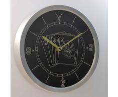 nc0379-b Royal Flush Casino Skull Poker Game Room Neon Sign LED Wall Clock Uhr Leuchtuhr/ Leuchtende Wanduhr