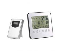 ELENXS Indoor Outdoor Wireless-LCD-Digital-Thermometer-Hygrometer Wetterstation Temperatur- und Feuchtigkeitsmessgerät Wettervorhersage Wecker