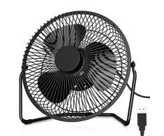 FUNME Mini USB Ventilator Tragbar 8 Zoll Lüfter Tischventilator Portable Fans 360 Grad Drehung Persönlicher Ventilatoren mit Metallbügel für Büro Haus Reisen Outdoor (Schwarz)