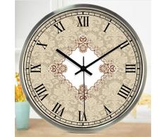 MFFACAI Wanduhr American Barock Muster Metall Wand Wanduhr Ruhe Retro Wanduhr Mode einfach Wohnzimmer Küche Restaurant Schlafzimmer Wanduhr, 35cm