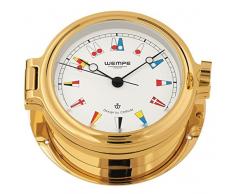 Wempe Schiffsuhr Regatta Messing vergoldet mit Flaggen Ziffernblatt