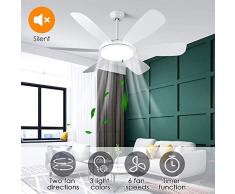 YAOLAN 132 cm Deckenventilator Leuchten und 6 Flügeln, Timer Funktion, 6 Windgeschwindigkeit Auswählbar, für Wohnzimmer