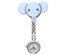 JSDDE Uhren,Krankenschwester FOB Uhr Pflegeruhr Pulsuhr Ketteuhr Schwesternuhr Quarz Taschenuhr, Cartoon Elefant