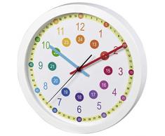 Hama Easy Learning Kinder-Wanduhr, Glas, Kunststoff, weiß, One Size