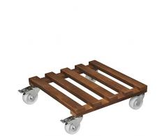 WAGNER Pflanzenroller PALETTI BIG 45 x 45 x 13 cm I Pflanzenroller & Blumenroller für Außenbereich + Innenbereich I Kübelroller aus Holz I 2 Total-Feststeller I Tragkraft 250 kg I Made in EU- 20087001